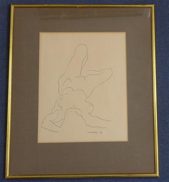 Horace Brodzky (1885-1969) Female nude reclining, 12 x 9.5in.